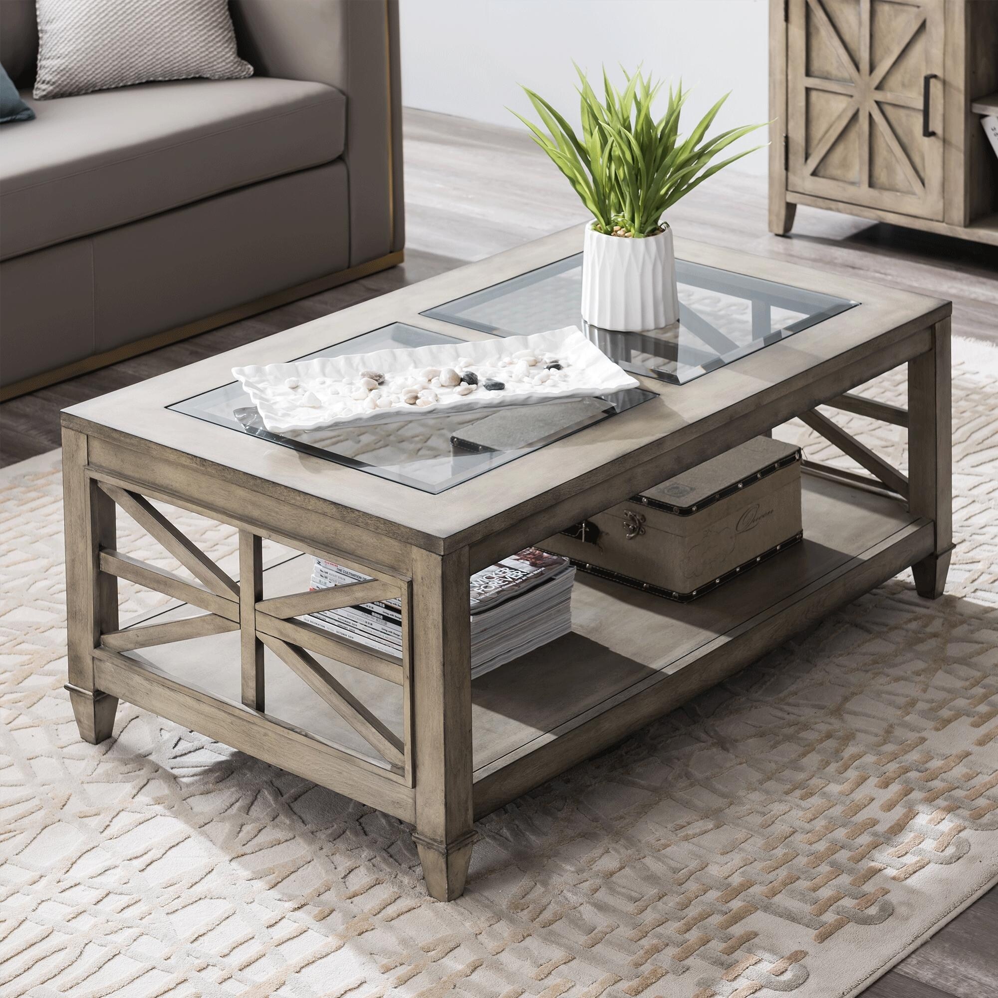 Home Furniture coffee table Solid Wood Glass top - Mycitystee