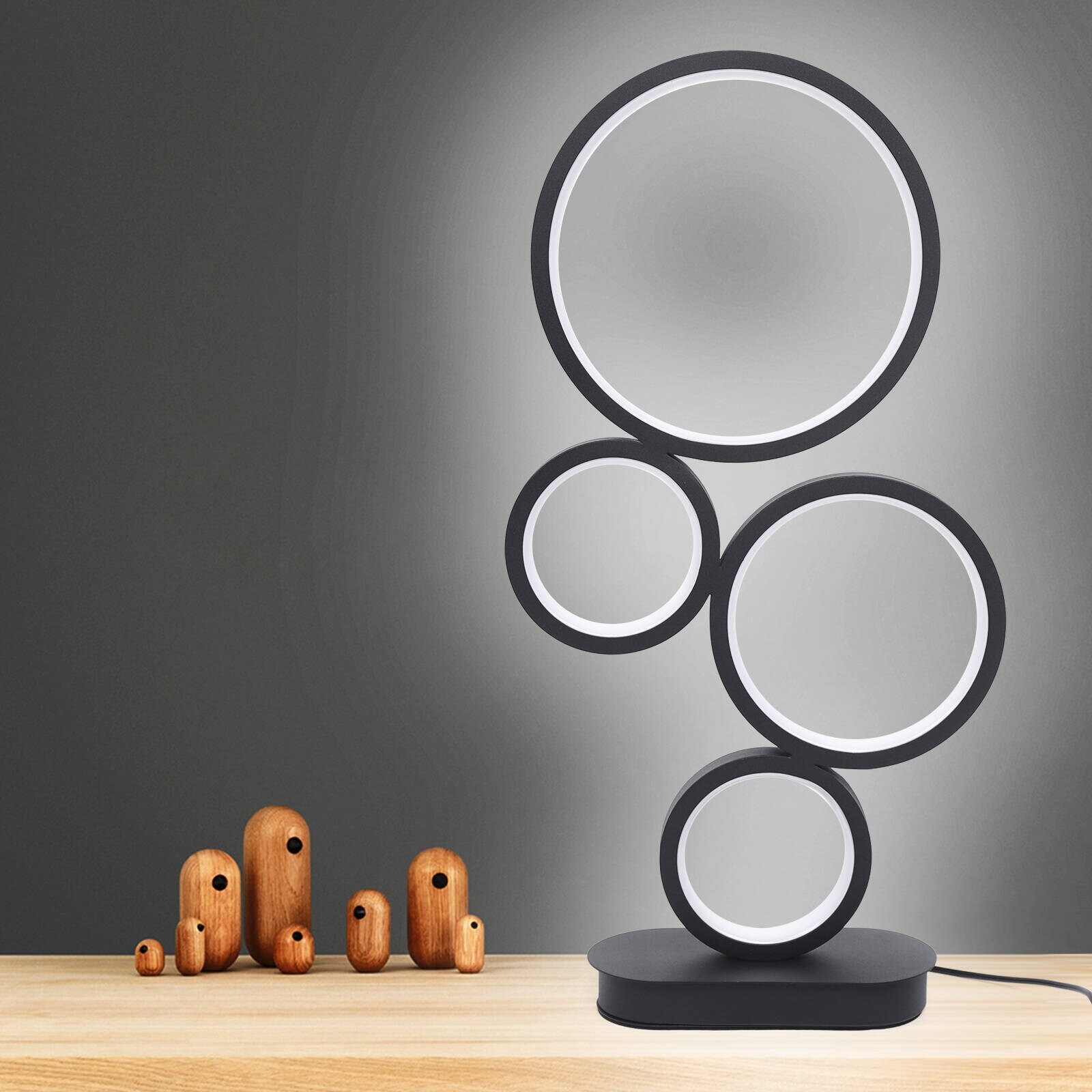 Matte Black Dimmable LED Strip Table Lamp with Remote - 9.85