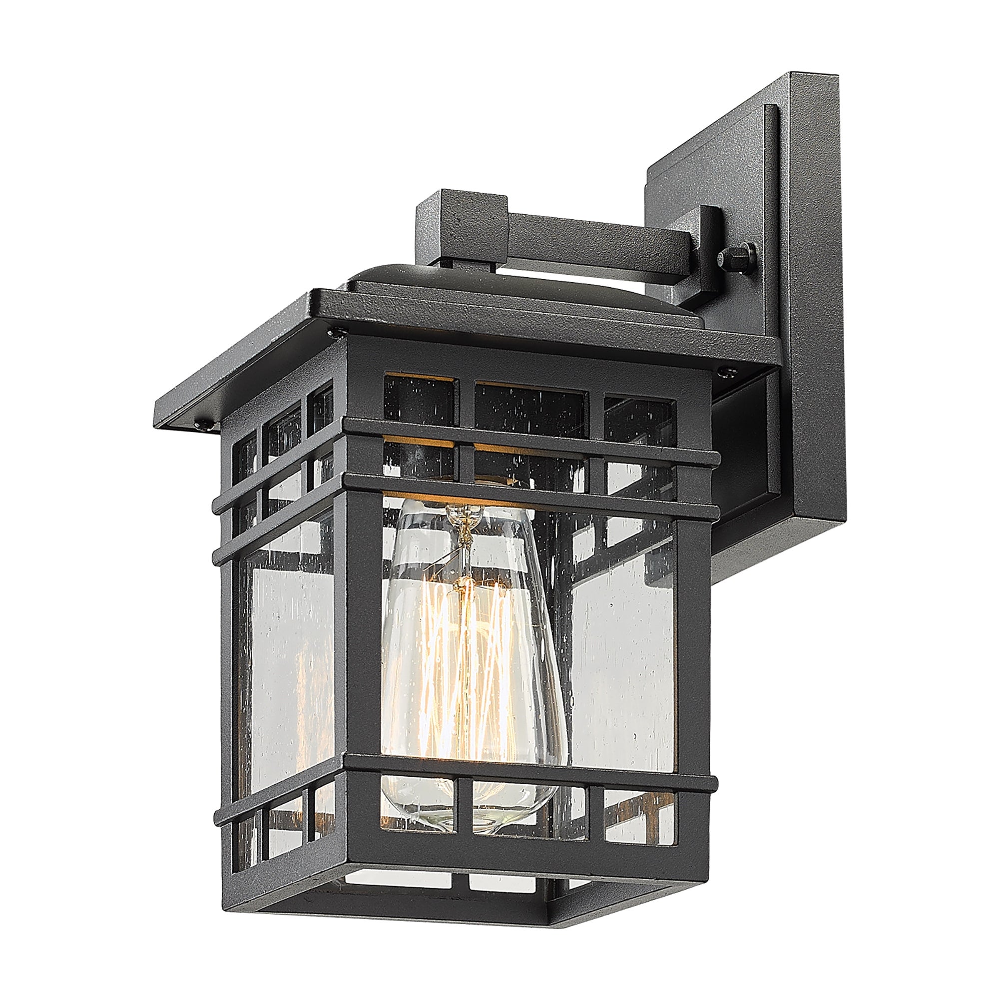 Outdoor wall Light - Modern Outdoor wall Sconce Lantern for House Garage， Black Finish with Seeded Glass Shade Shopping - The Best Deals on Outdoor Wa - Mycitystee