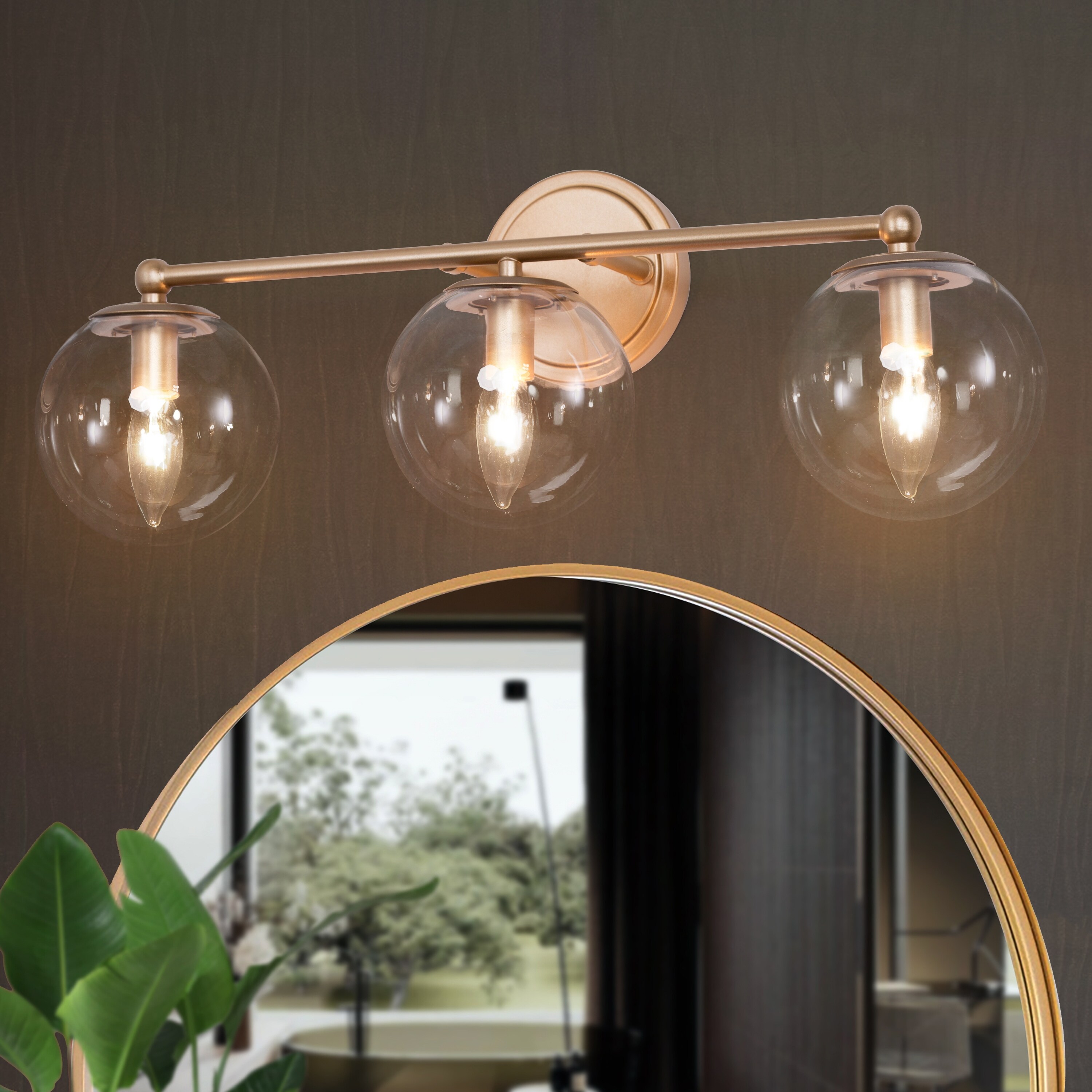 Mid-century Modern Gold Bathroom Vanity Lights French Country Glass Globe Wall Sconce - Mycitystee