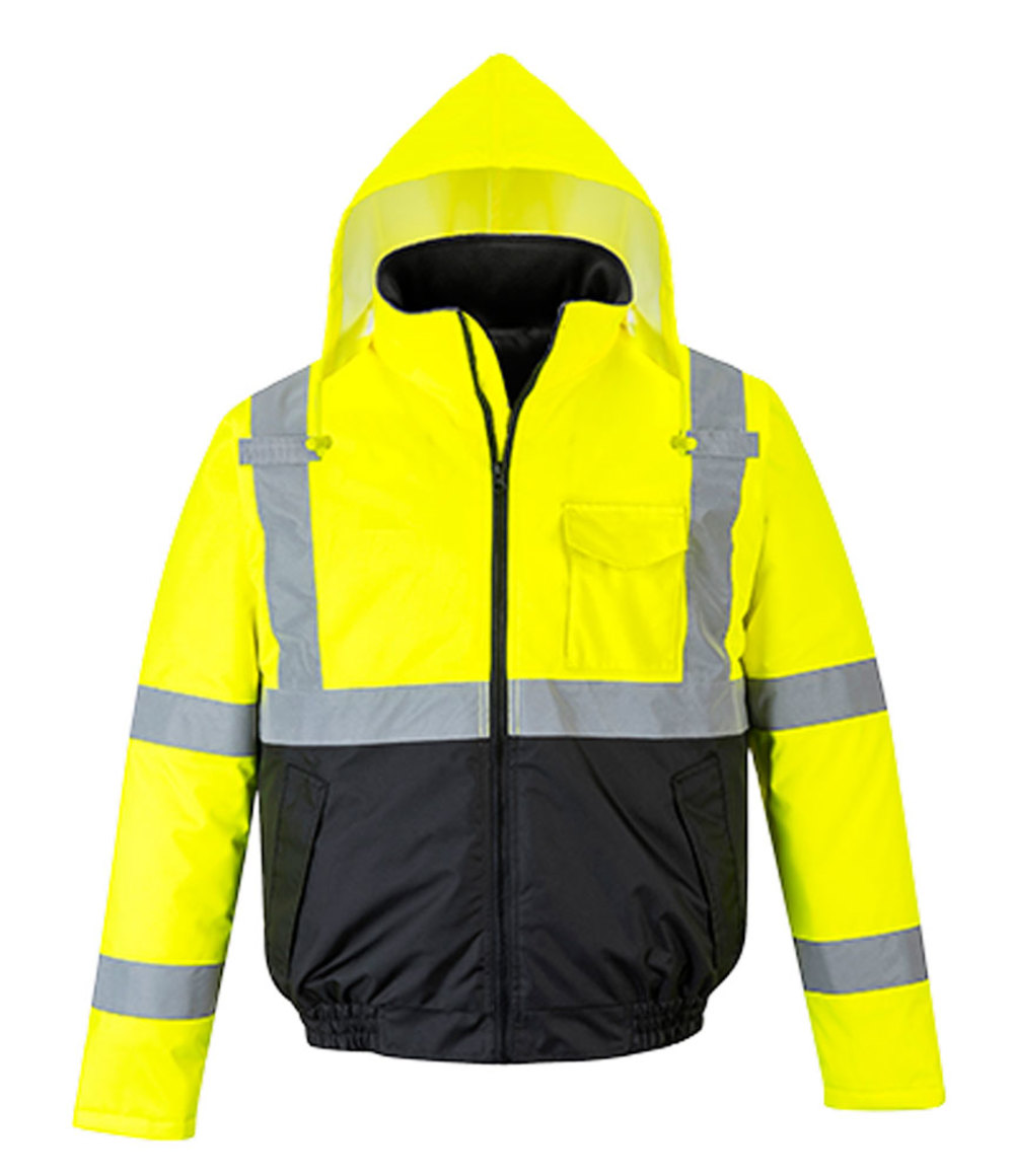 Class 3 Hi-Vis Two-Tone Bomber Jacket Yellow/Black - 4XL - Mycitystee