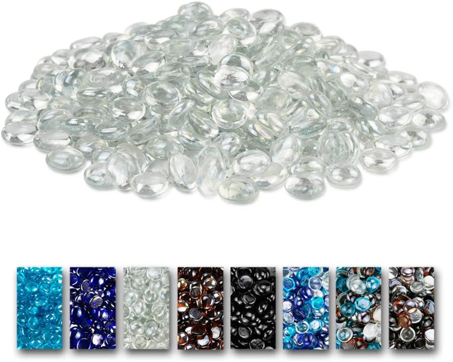 10 LBS 1/2'' Ultra White Fire Glass Beads Reflective Tempered Fire Rocks Beads for Fire Pits, Fireplace and Fire Bowl - Mycitystee