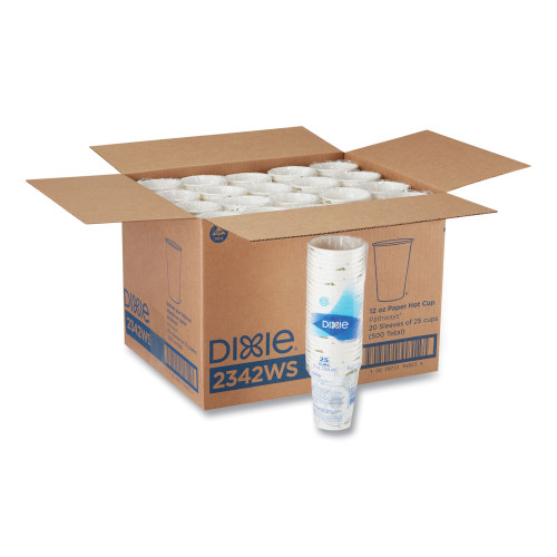 Dixie Pathways Paper Hot Cups， 12 oz， 25/Bag， 20 Bags/Carton (2342WS) - Mycitystee