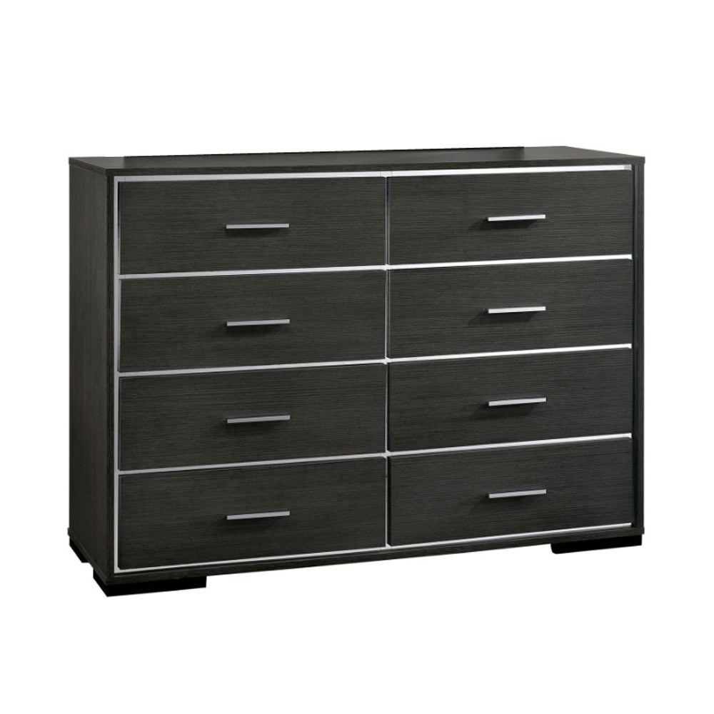 Contemporary Style Eight Drawers Wooden Dresser with Bar Handles， Gray - - 26456537 - Mycitystee