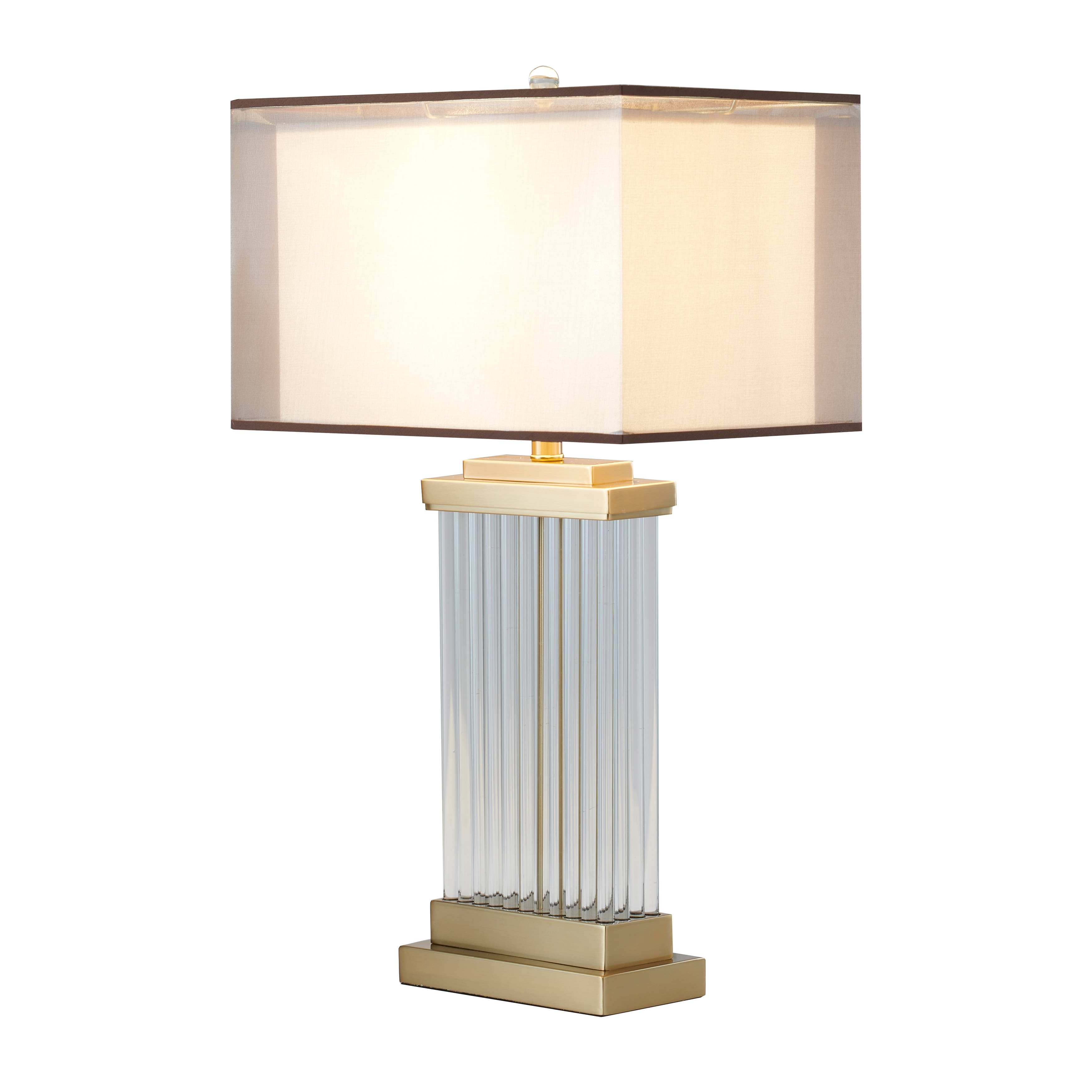 Gold Metal Table Lamp With Glass Rods And Shade - Mycitystee