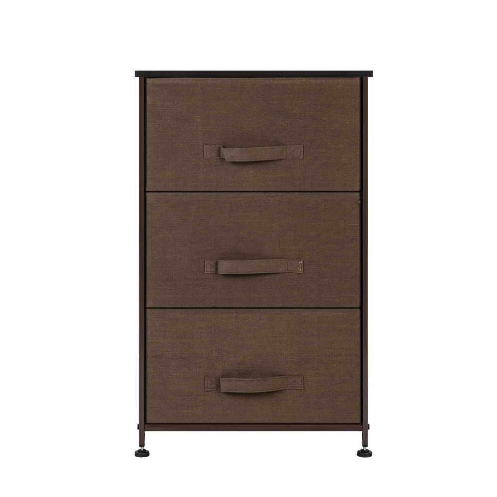 3-Tier Dresser Drawer， Storage Unit with 3 Easy Pull Fabric Drawers and Metal Frame， Wooden Tabletop， for Closets - - 36064164 - Mycitystee