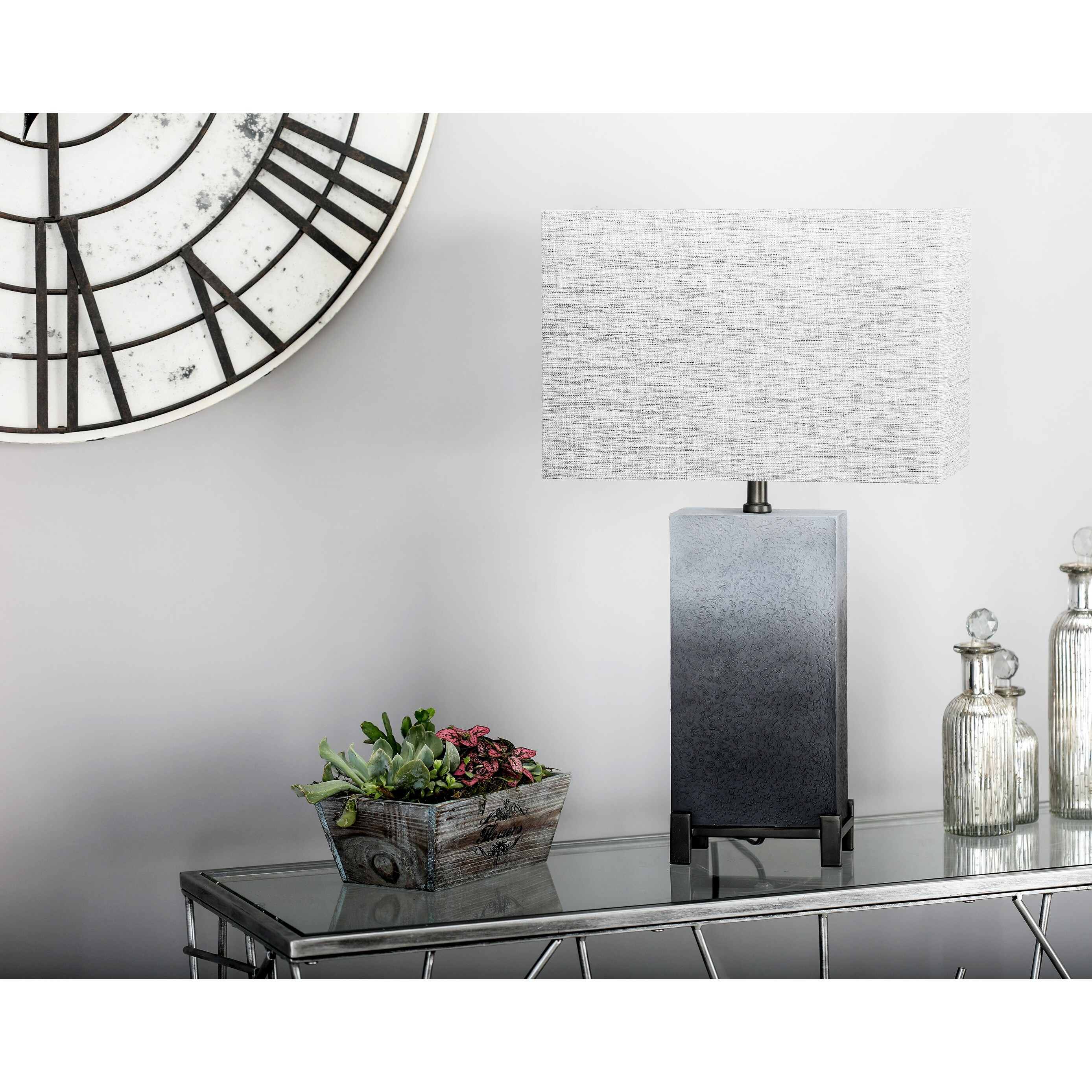 Grey Polystone Modern Table Lamp 26 x 15 x 9 - 15 x 25 - Mycitystee