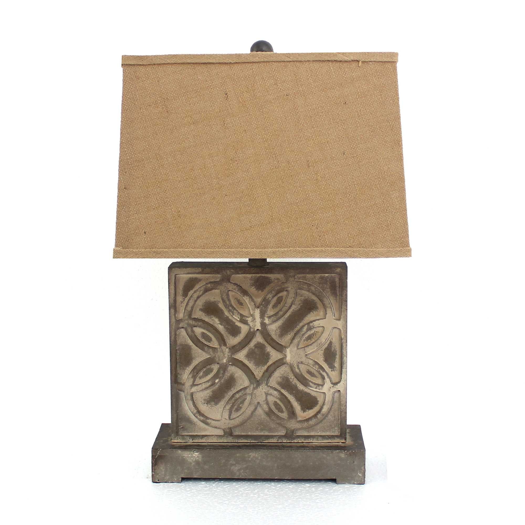 4.75 x 11.75 x 24.75 Brown Vintage with Khaki Linen Shade - Table Lamp - 4.75 x 11.75 x 24.75 - Mycitystee