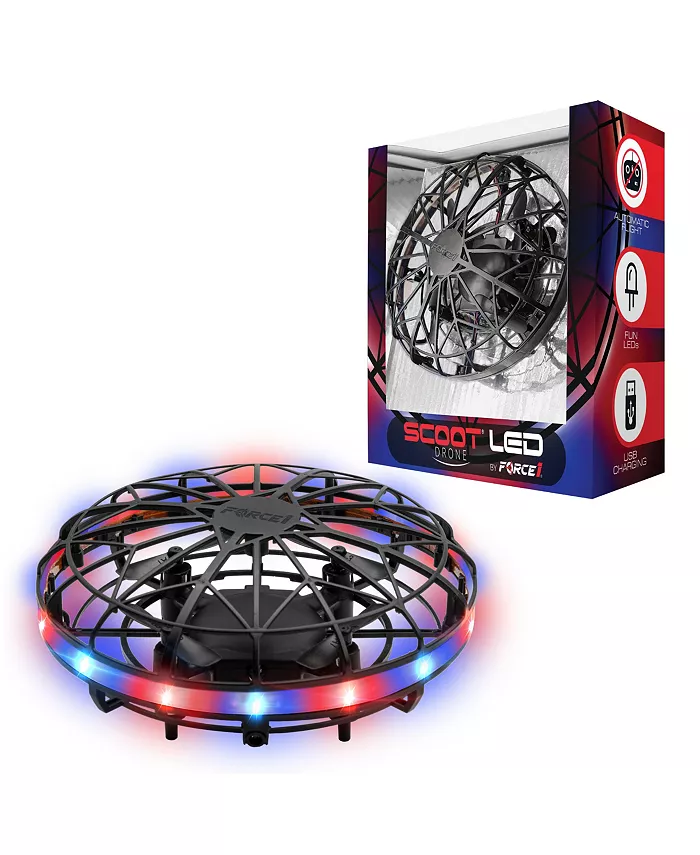 Force1 Scoot LED Hand Operated Drone for Kids or Adults - Red Blue - Mycitystee