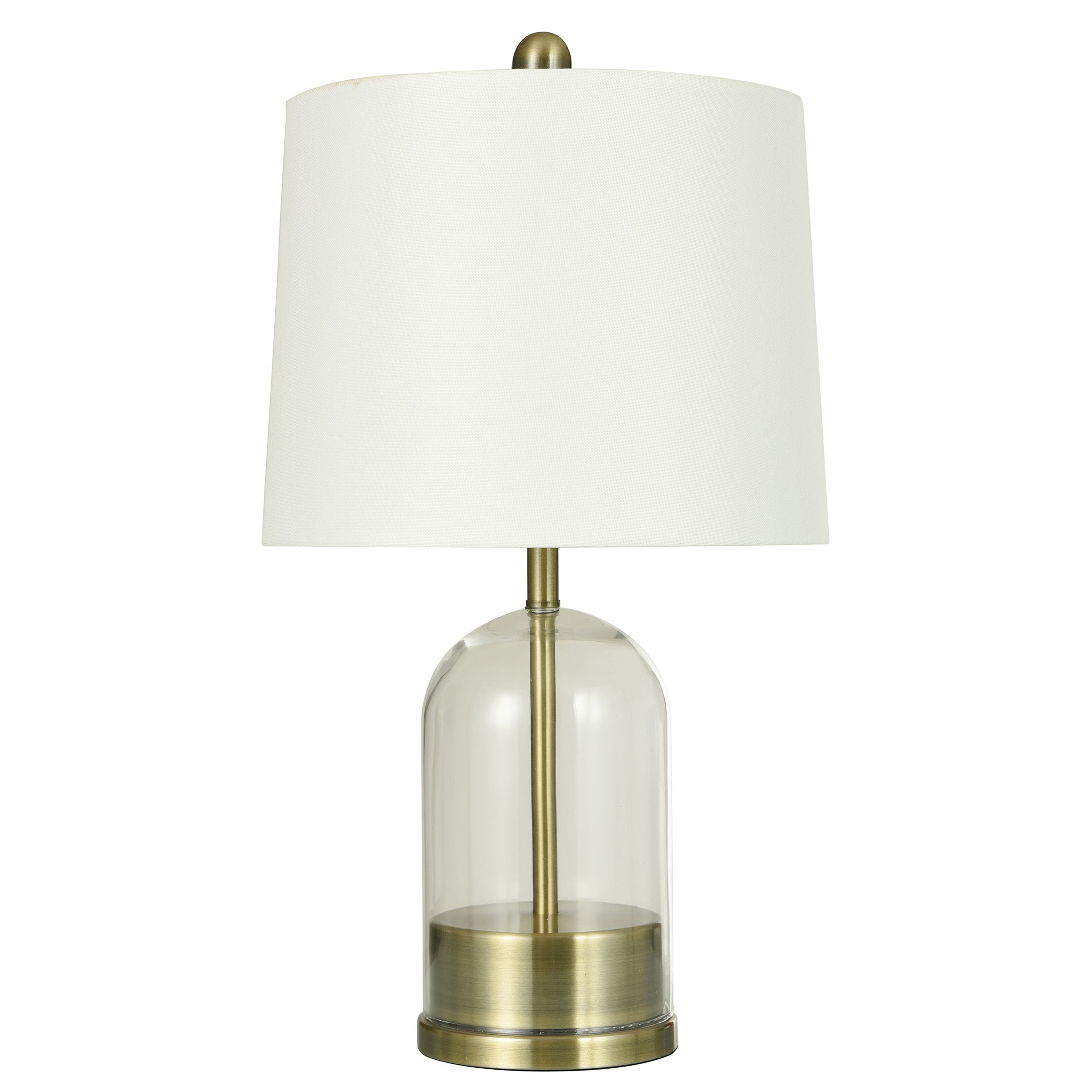Glass Table Lamp - Brushed Gold Finish with White Linen Shade - Mycitystee