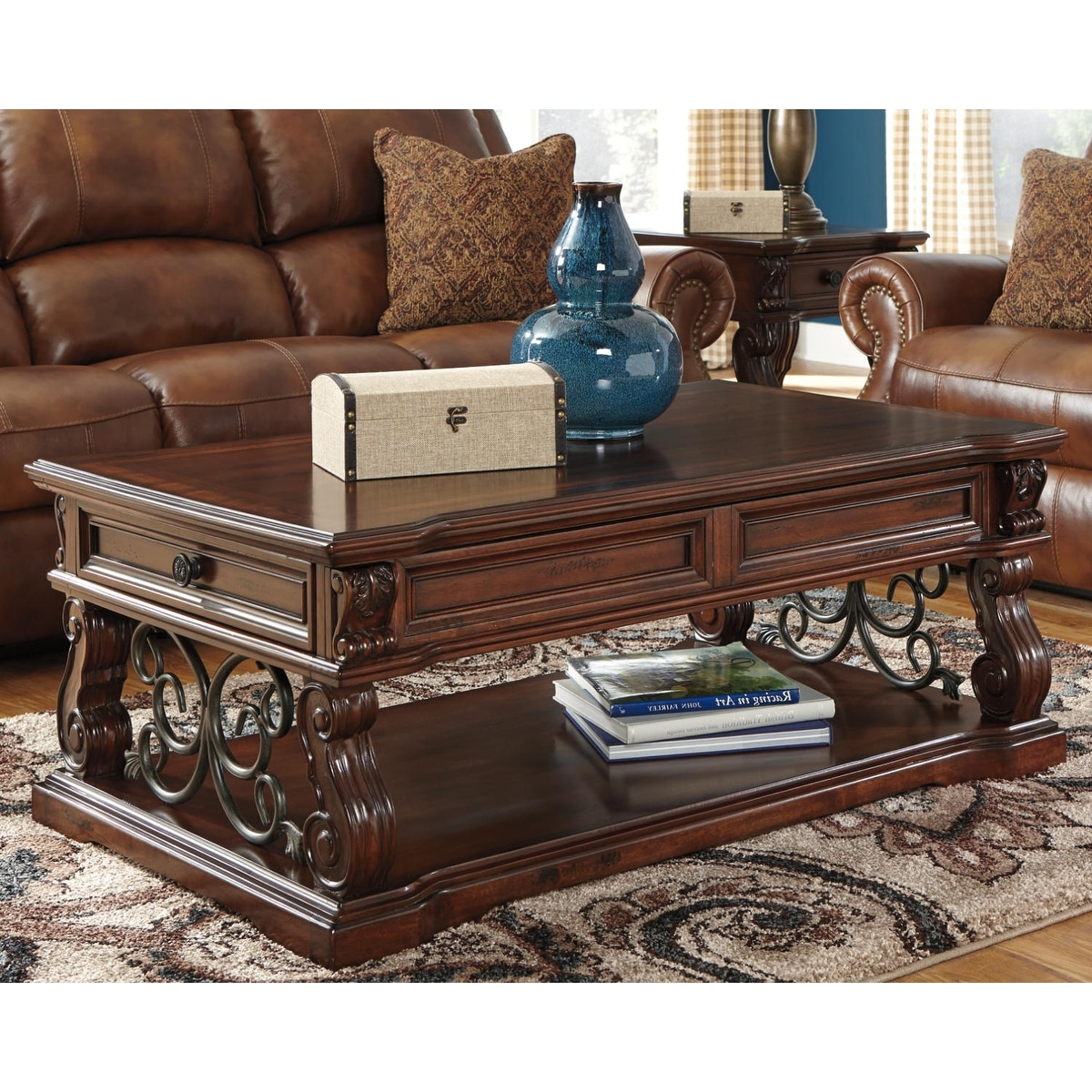 Alymere Rustic Brown Casual Lift Top Cocktail Table - Mycitystee