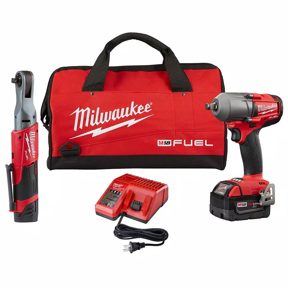 Milwaukee M12 FUEL 3/8 in. Ratchet and 1/2 in. Fuel Midtorque Impact Wrench Kit and#8211; XDC Depot - Mycitystee