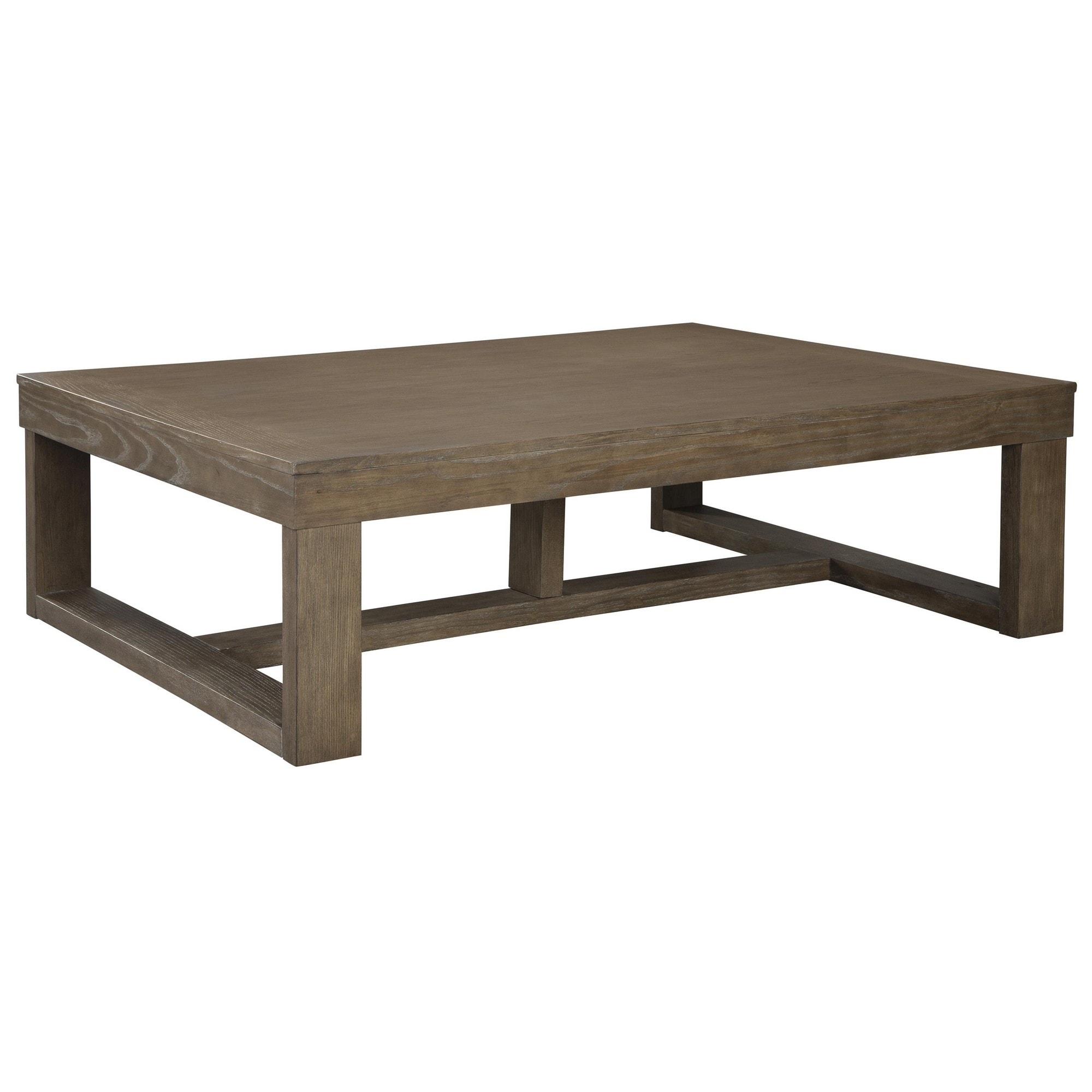 Grained Wooden Frame Cocktail Table with Trestle Base， Brown - Mycitystee