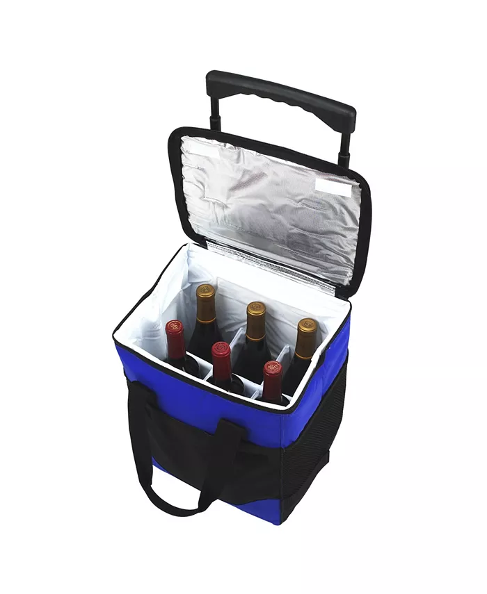 Picnic At Ascot Insulated 6 Bottle Wine Carrier on Wheels - Mycitystee