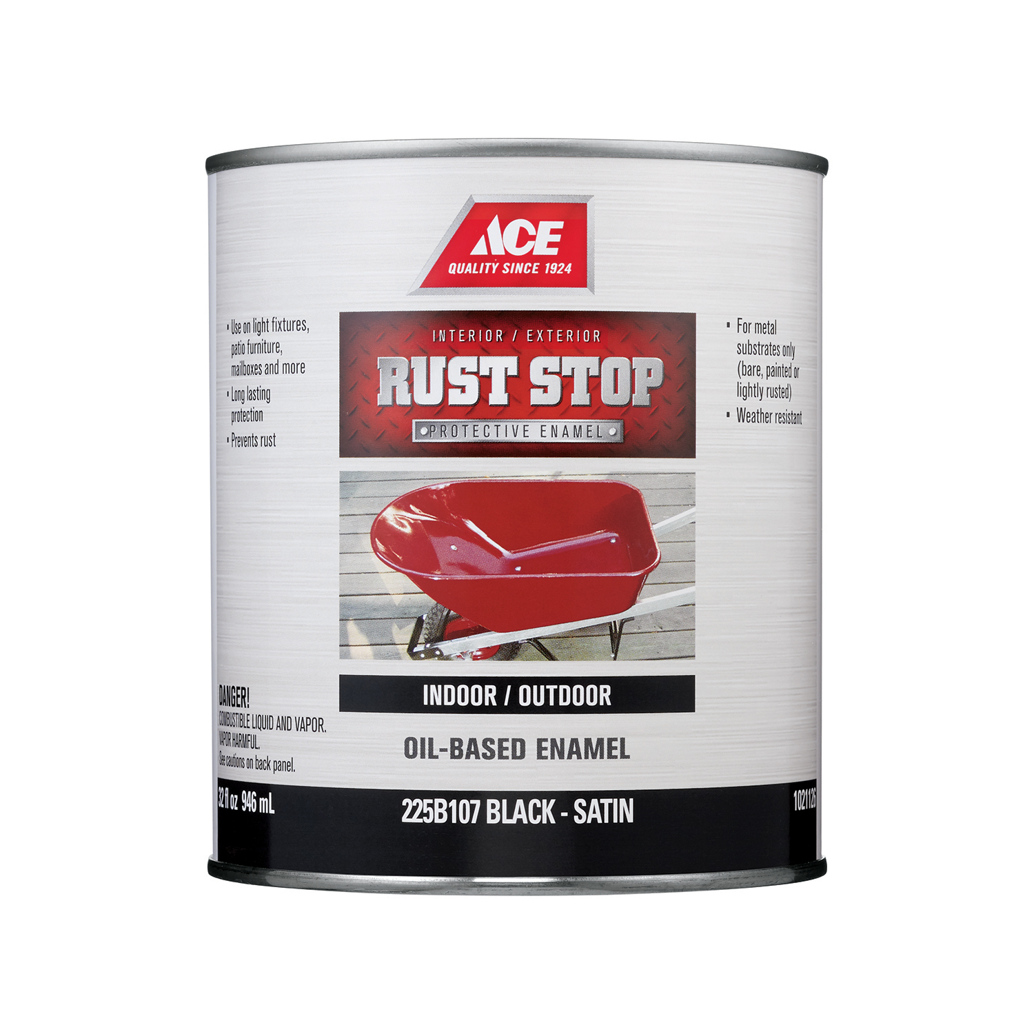 Ace Rust Stop Indoor / Outdoor Satin Black Oil-Based Enamel Rust Preventative Paint 1 qt - Mycitystee
