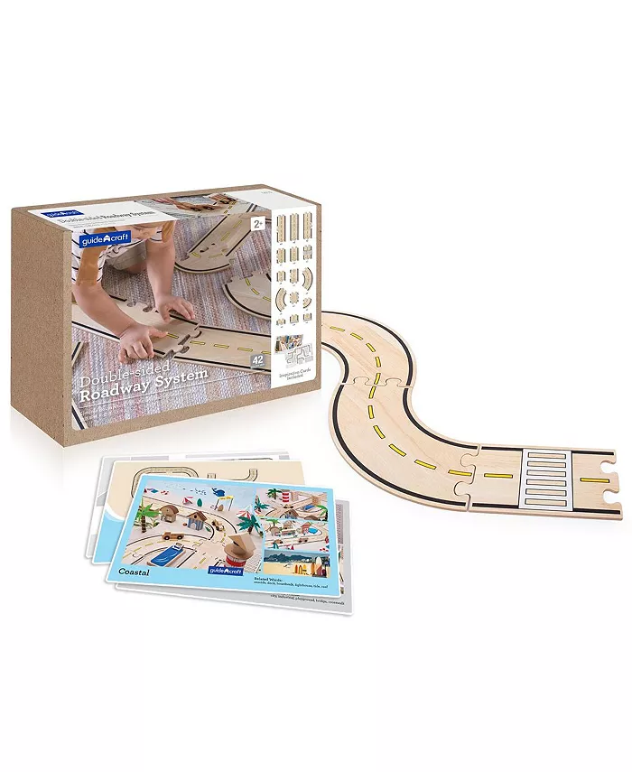 Guidecraft Double-Sided Roadway System - 42 Piece Set - Mycitystee