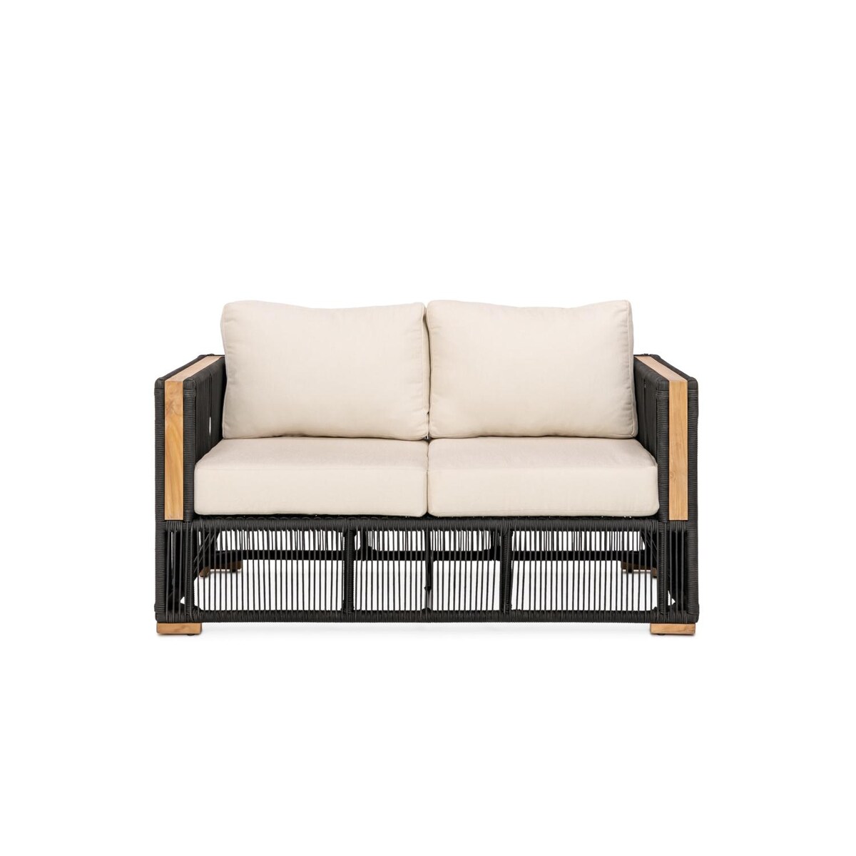 Signature Willow Bay Olefin Rope and Teak Patio Loveseat - Mycitystee
