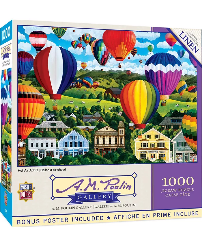 MasterPieces Puzzles AM Poulin - Hot Air Adrift 1000 Piece Adult Jigsaw Puzzle - Mycitystee