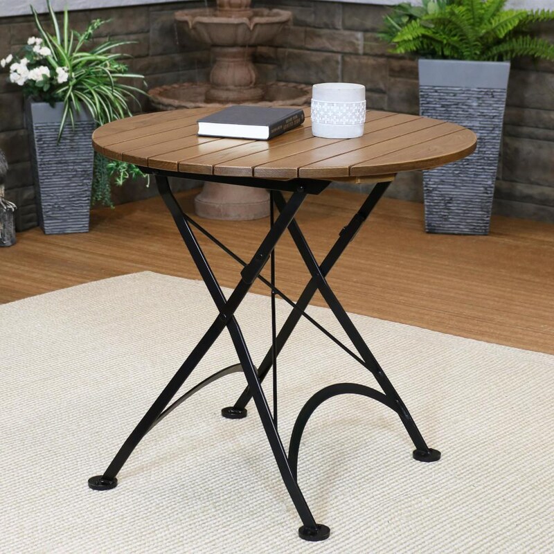 Ultimate Patio 32-Inch European Chestnut Wood Folding Round Bistro Table - Mycitystee