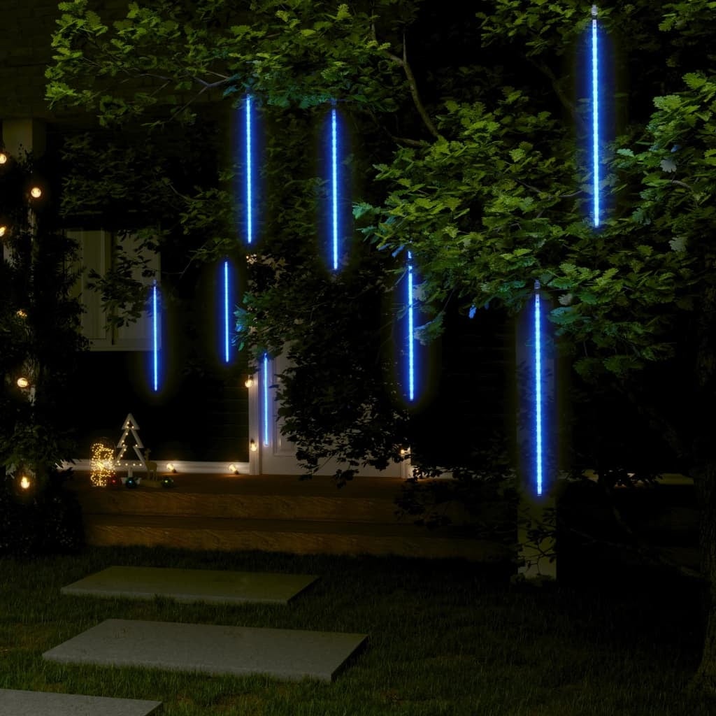 vidaXL Meteor Lights 8 pcs 2 ft Blue 288 LEDs Indoor Outdoor - 2 ft - Mycitystee