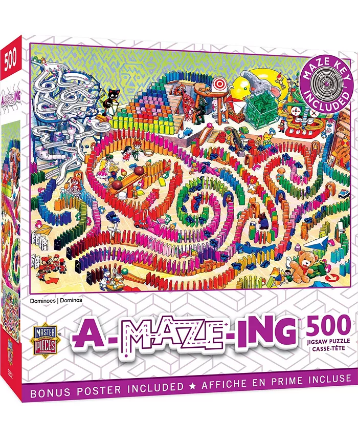 MasterPieces Puzzles A-Maze-ing - Dominoes 500 Piece Adult Jugsaw Puzzle - Mycitystee
