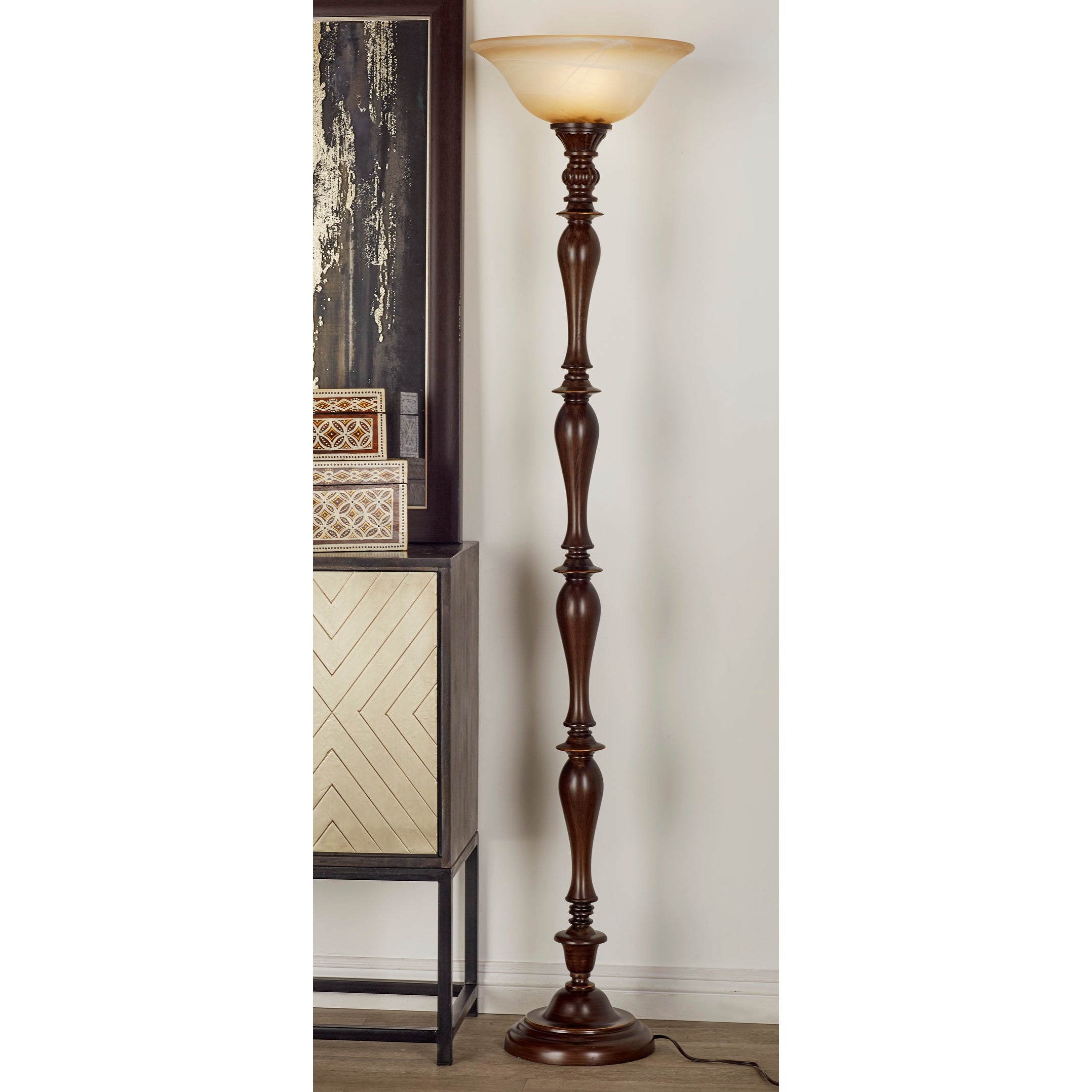 Brown Polystone Traditional Torchiere - 16 x 72 - Mycitystee