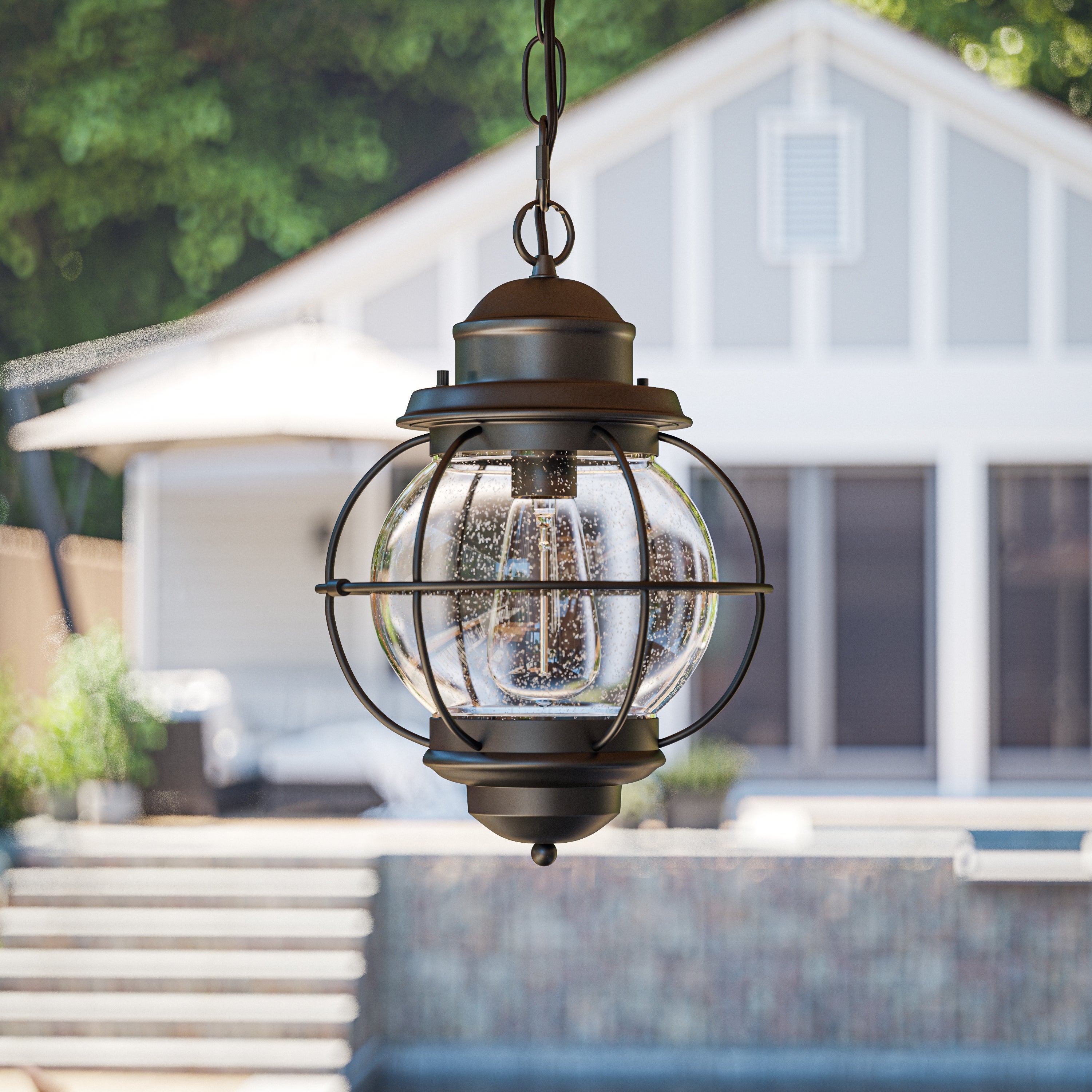 Elton 1-light Black Indoor/ Outdoor Hanging Lantern - Mycitystee