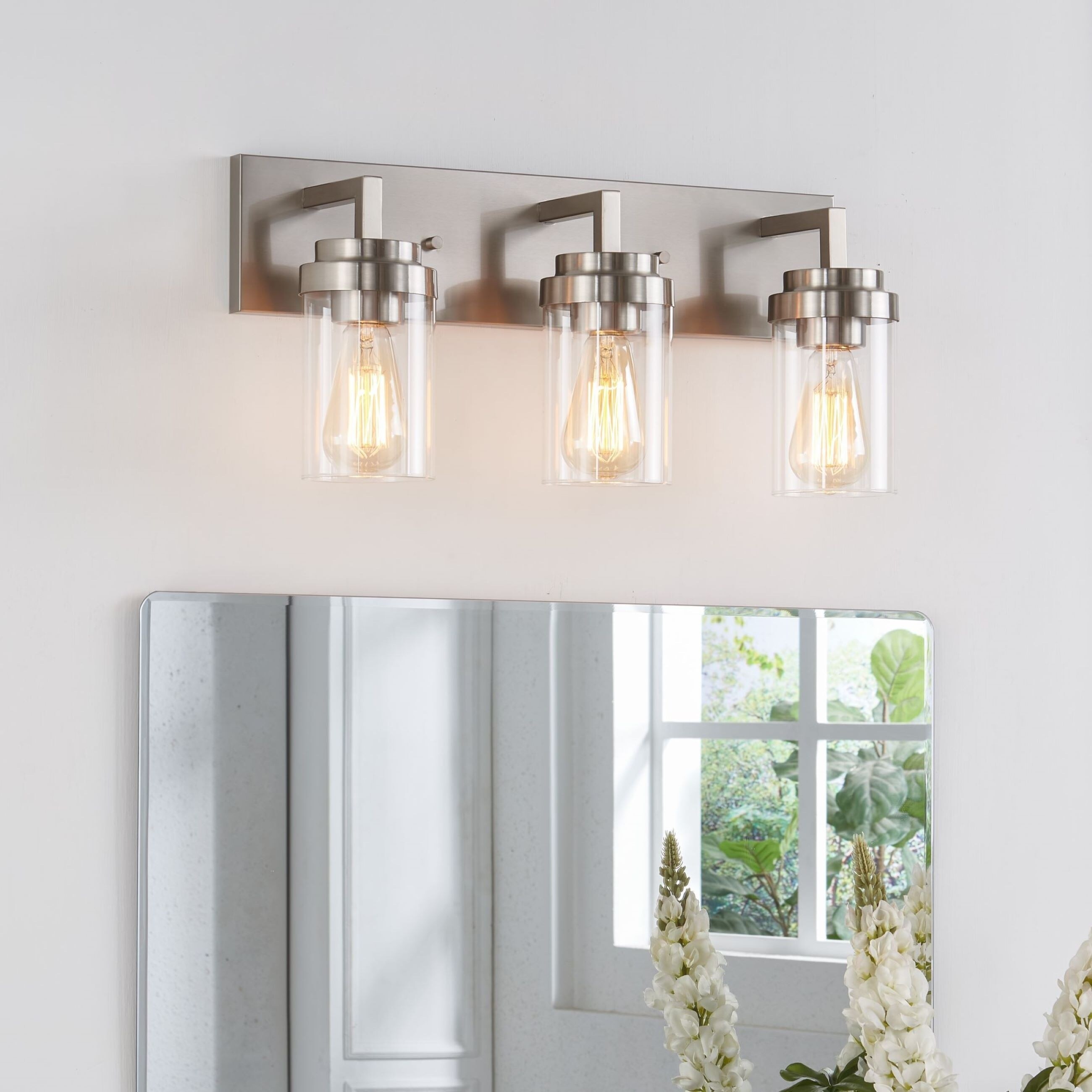 KAWOTI 3 Light Bathroom Vanity Light with Clear Glass Shade - Mycitystee