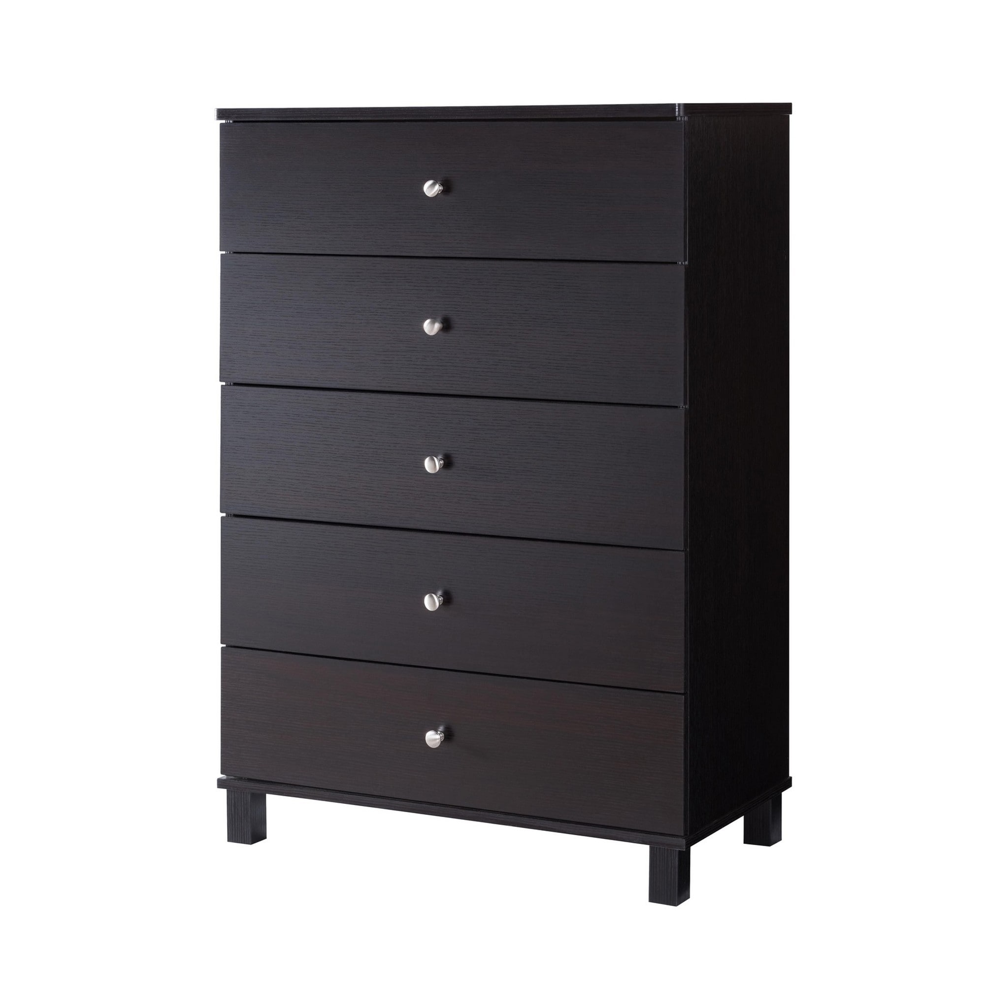 43.25 Inches 5 Drawer Chest with Straight Legs， Dark Brown - - 32904392 - Mycitystee