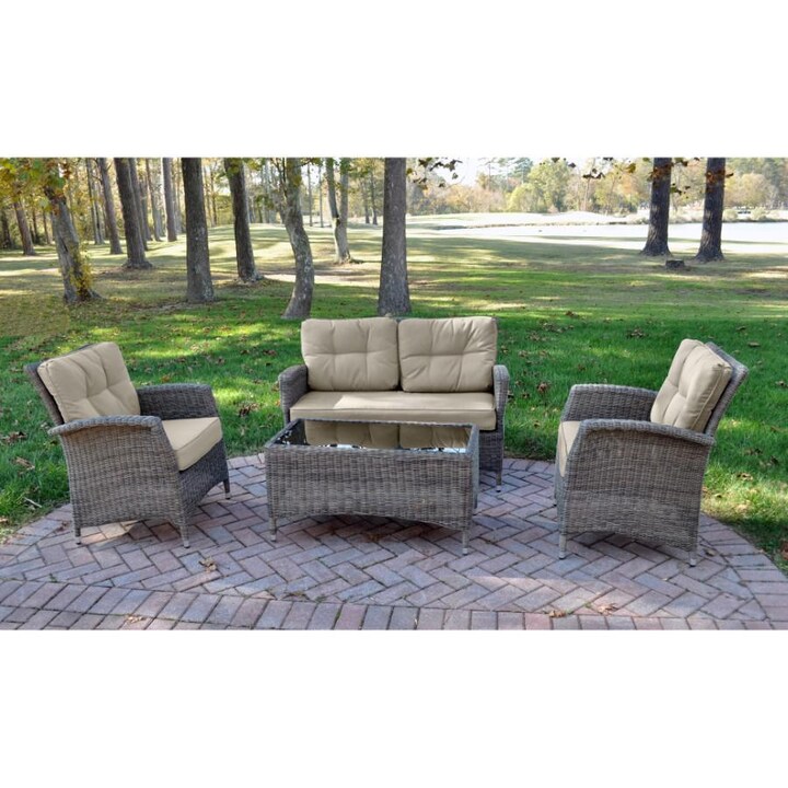 Kettler LAKENA 4 Piece Wicker Rattan Lounge Set With Cast Ash Cushions - Mycitystee