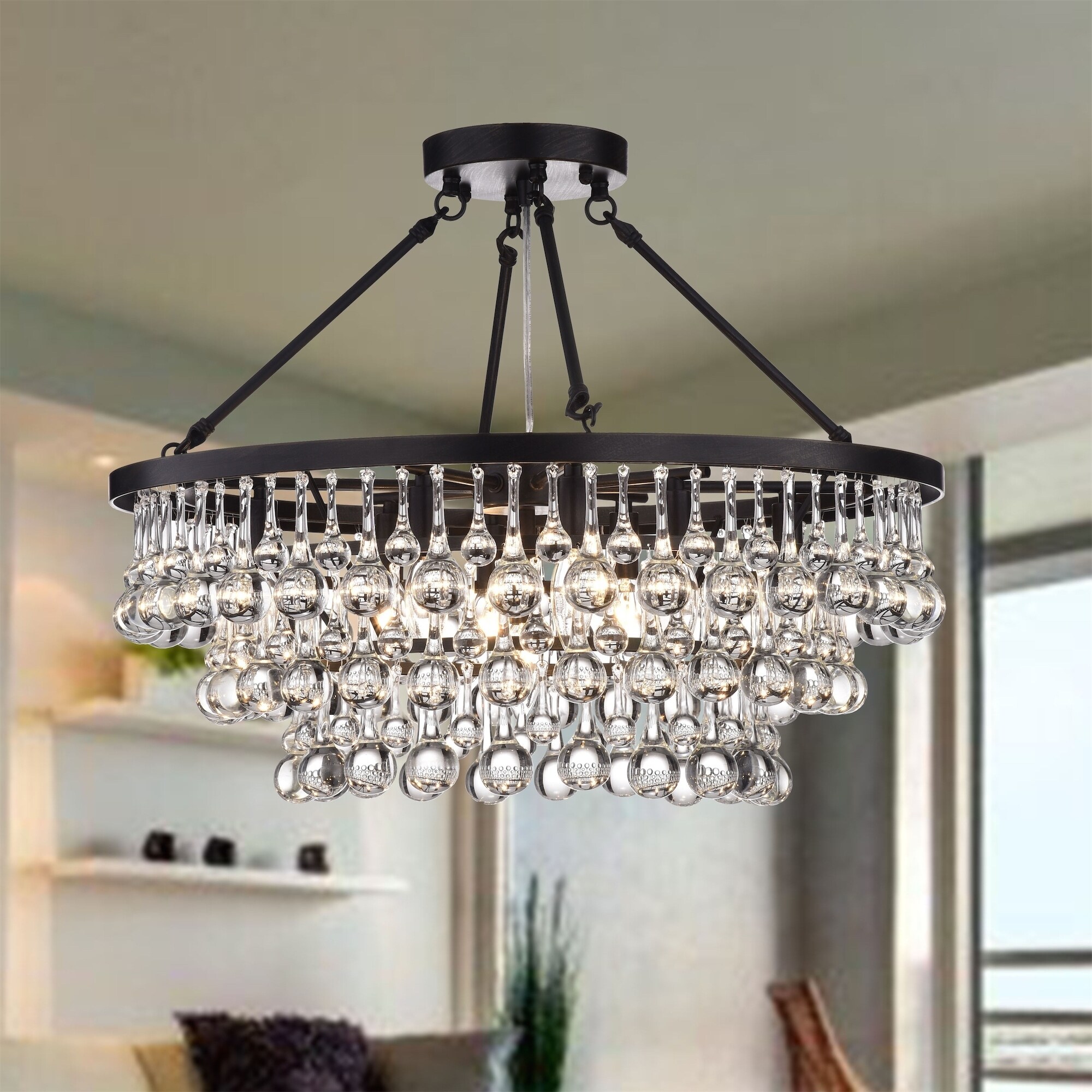 Arosa Black 9-light Semi Flush Mount - Mycitystee