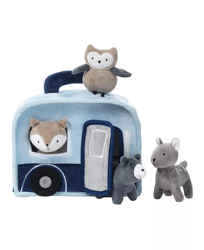 Lambs Ivy Lambs  Ivy Interactive Blue Camper RV Plush with Stuffed Animal Toys - Mycitystee