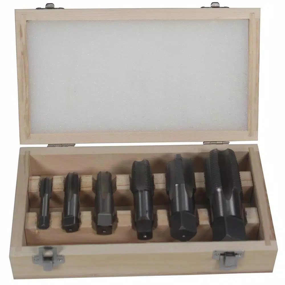 Drill America 1/8 in.， 1/4 in.， 3/8 in.， 1/2 in.， 3/4 in. and 1 in. Carbon Steel NPT Pipe Tap Set (6-Piece) and#8211; XDC Depot - Mycitystee