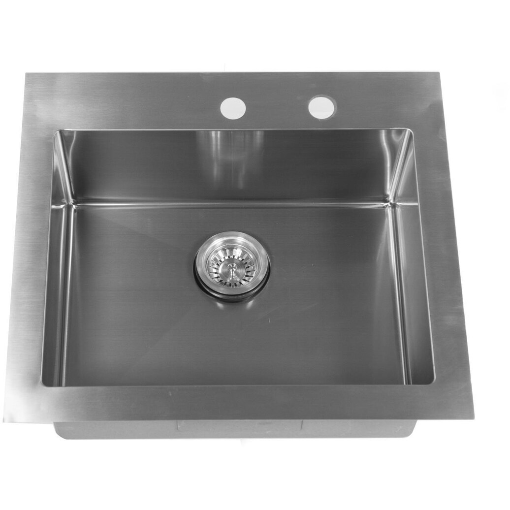 Signature 25 X 22 Outdoor Rated Stainless Steel Single Basin Drop-In Sink W/ Sink Strainer - Mycitystee