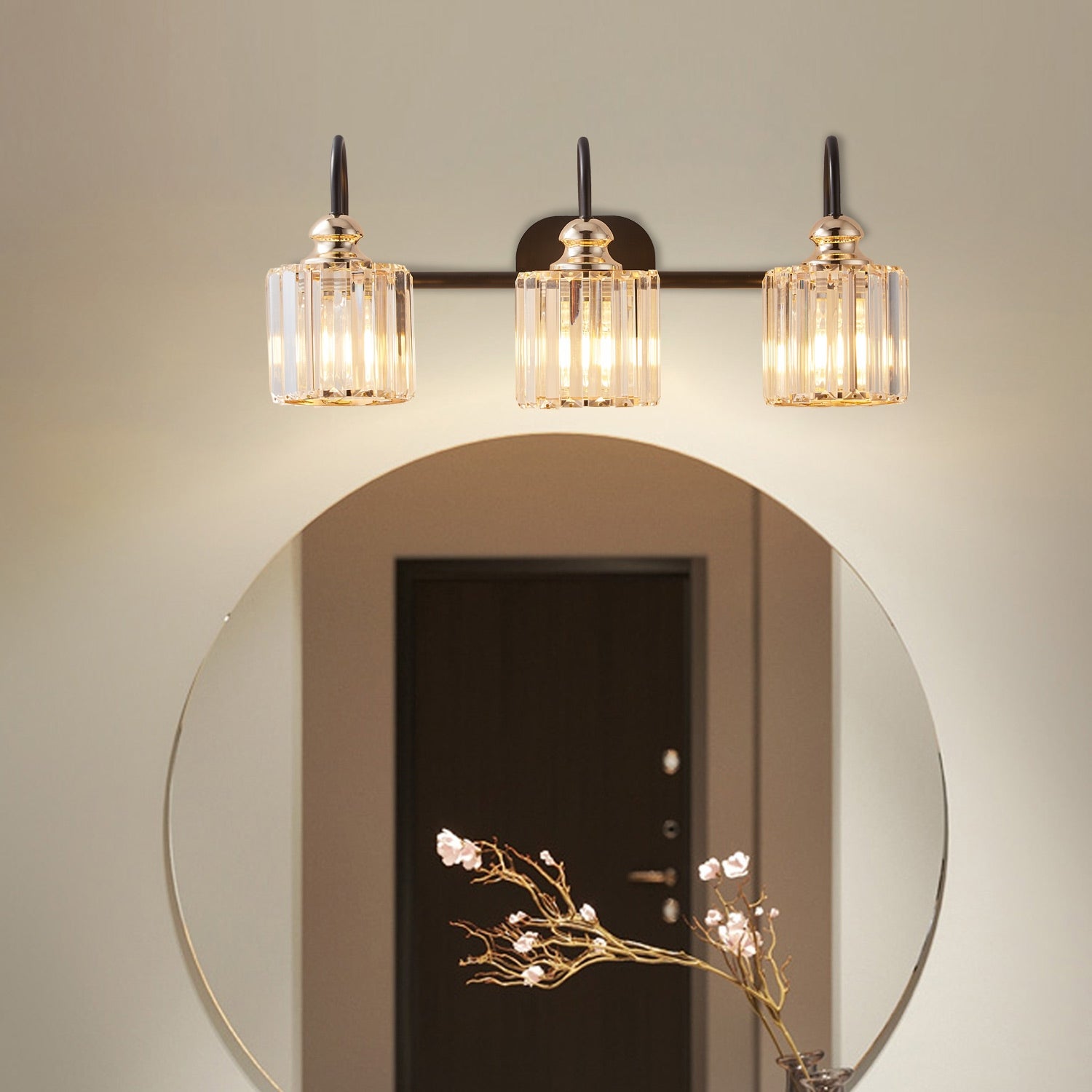23.12 in. 3 Light Black Modern Bathroom Vanity Light with Glass Shade - Mycitystee