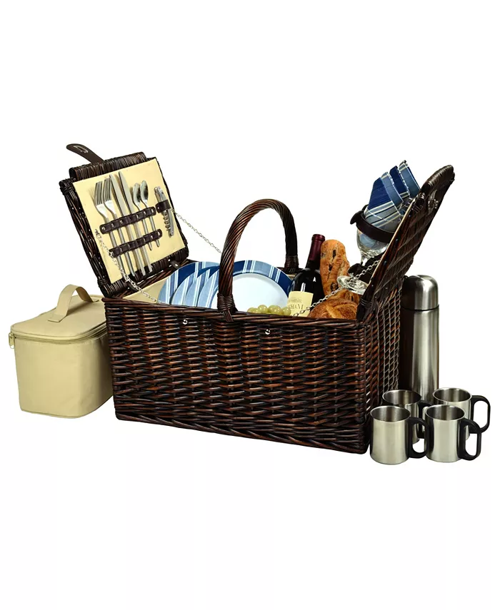 Picnic At Ascot Buckingham Willow Picnic Basket with Coffee Set - Service for 2 - Mycitystee