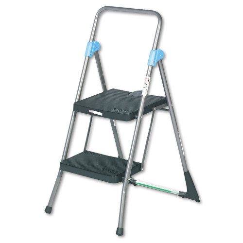 COSCO Commercial 2-Step Folding Stool， 300 lb Capacity， 20.5 x 24.75 x 39.5， Gray (11829GGB) - Mycitystee