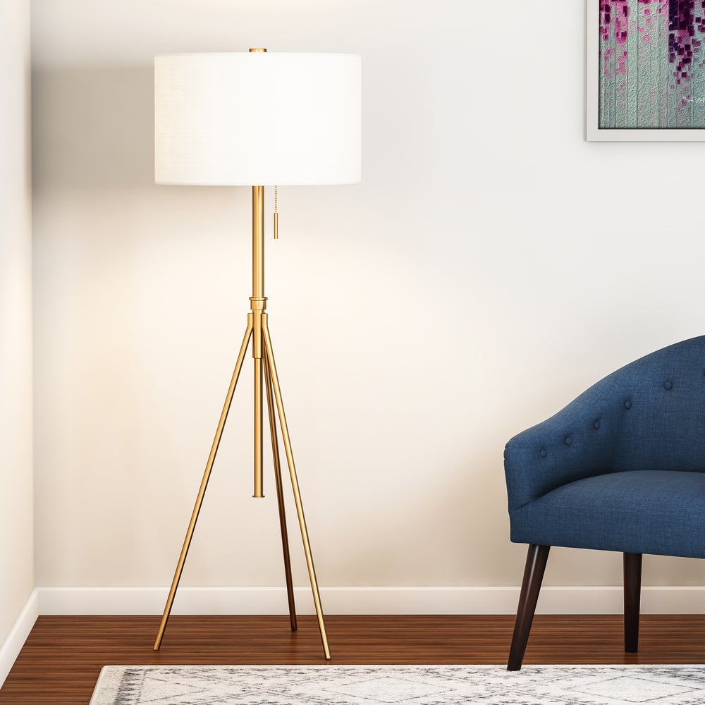 Carson Carrington Vasteras Adjustable Tripod Matte Gold Metal Floor Lamp - Mycitystee