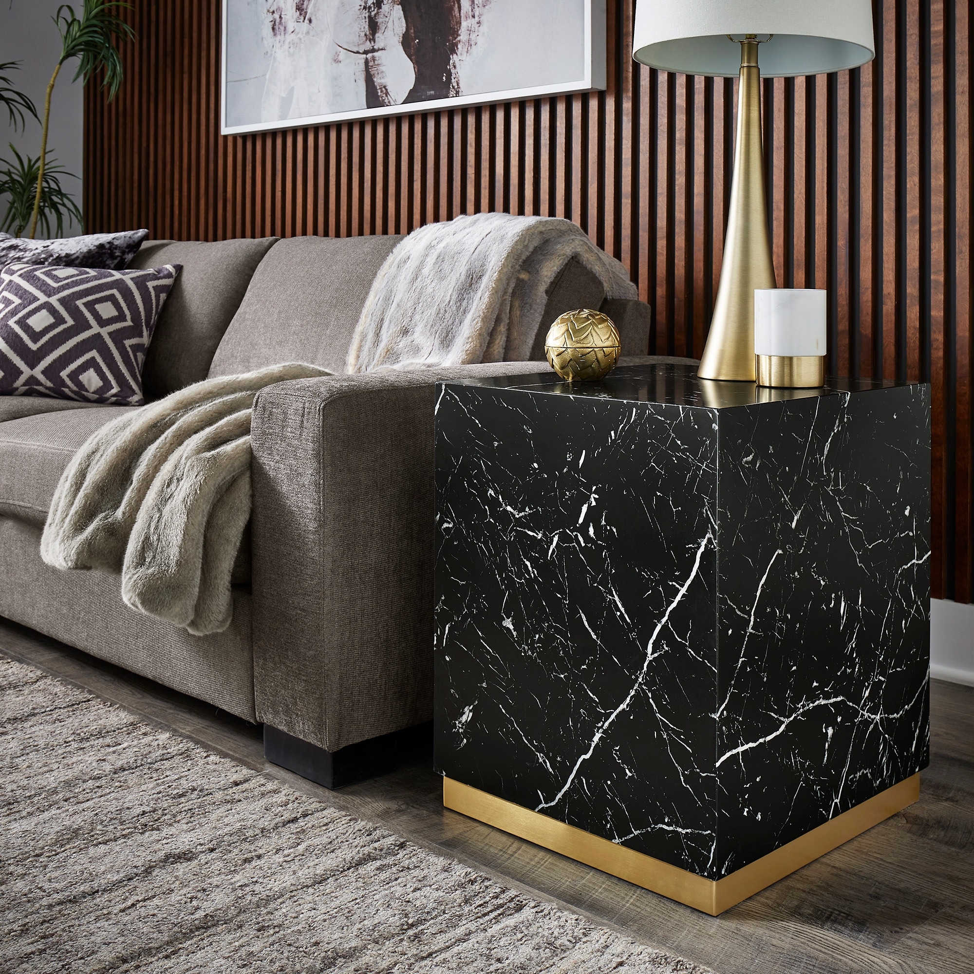 Darcy Faux Marble Square End Table by iNSPIRE Q Bold - Mycitystee