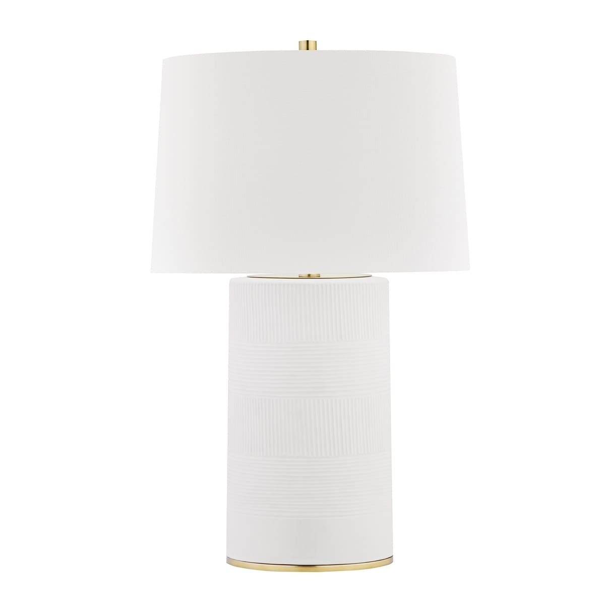 Borneo 1-light Aged Brass and White Table Lamp， White Linen - Mycitystee