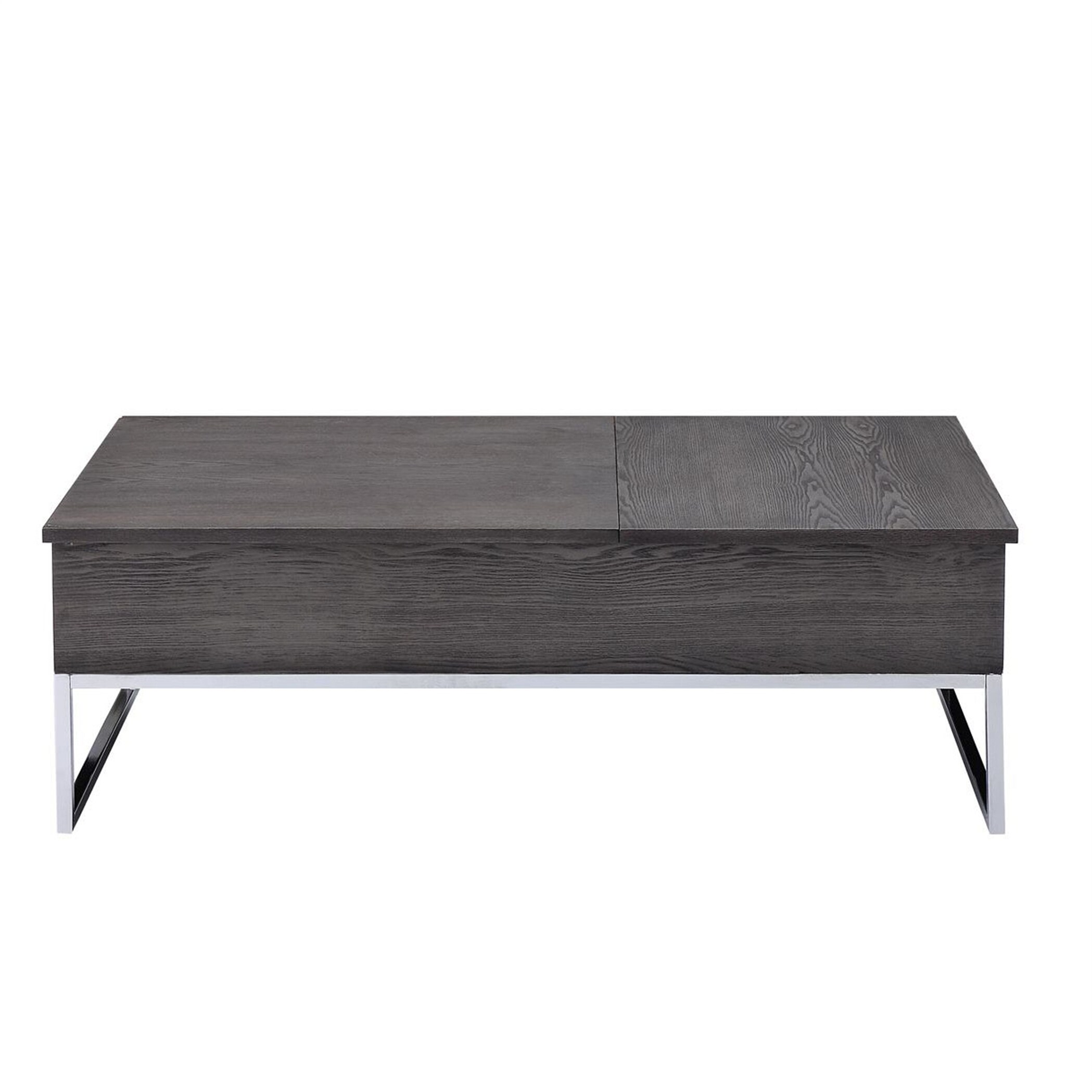 Modern Coffee Table Wooden End Table w/Lift Top Gray Oak and Chrome - Mycitystee