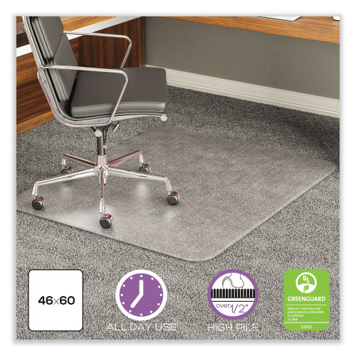 Deflecto ExecuMat All Day Use Chair Mat for High Pile Carpet， 46 x 60， Rectangular， Clear (CM17443F) - Mycitystee