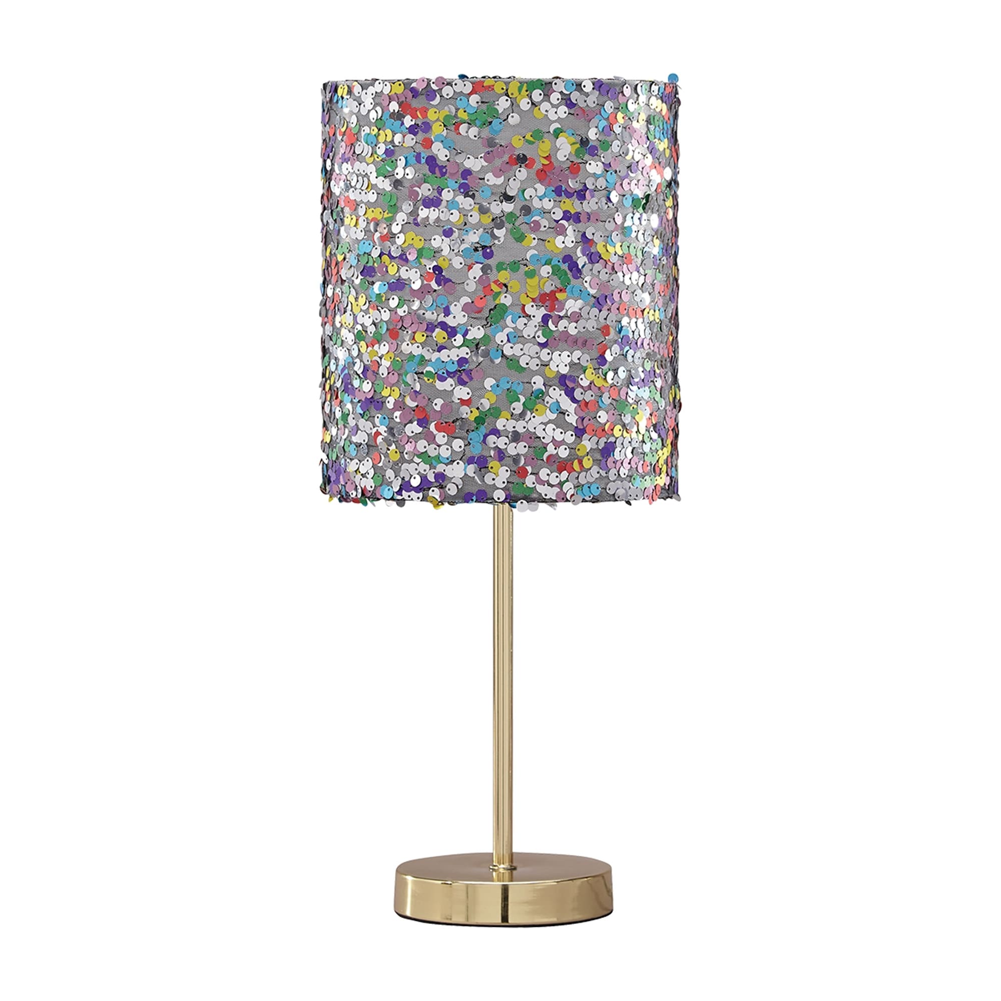 Metal Table Lamp with Sequined Shade， Multicolor - Mycitystee