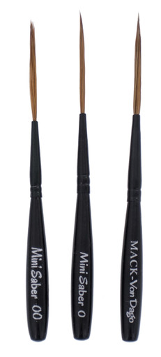 Andrew Mack Brush Von Dago Mini Saber Set of 3 Sizes 00-1 - Mycitystee