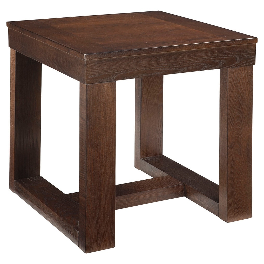 Wooden End Table with Sled Style Base， Brown - 24.13 H x 24.13 W x 24.13 L Inches - Mycitystee