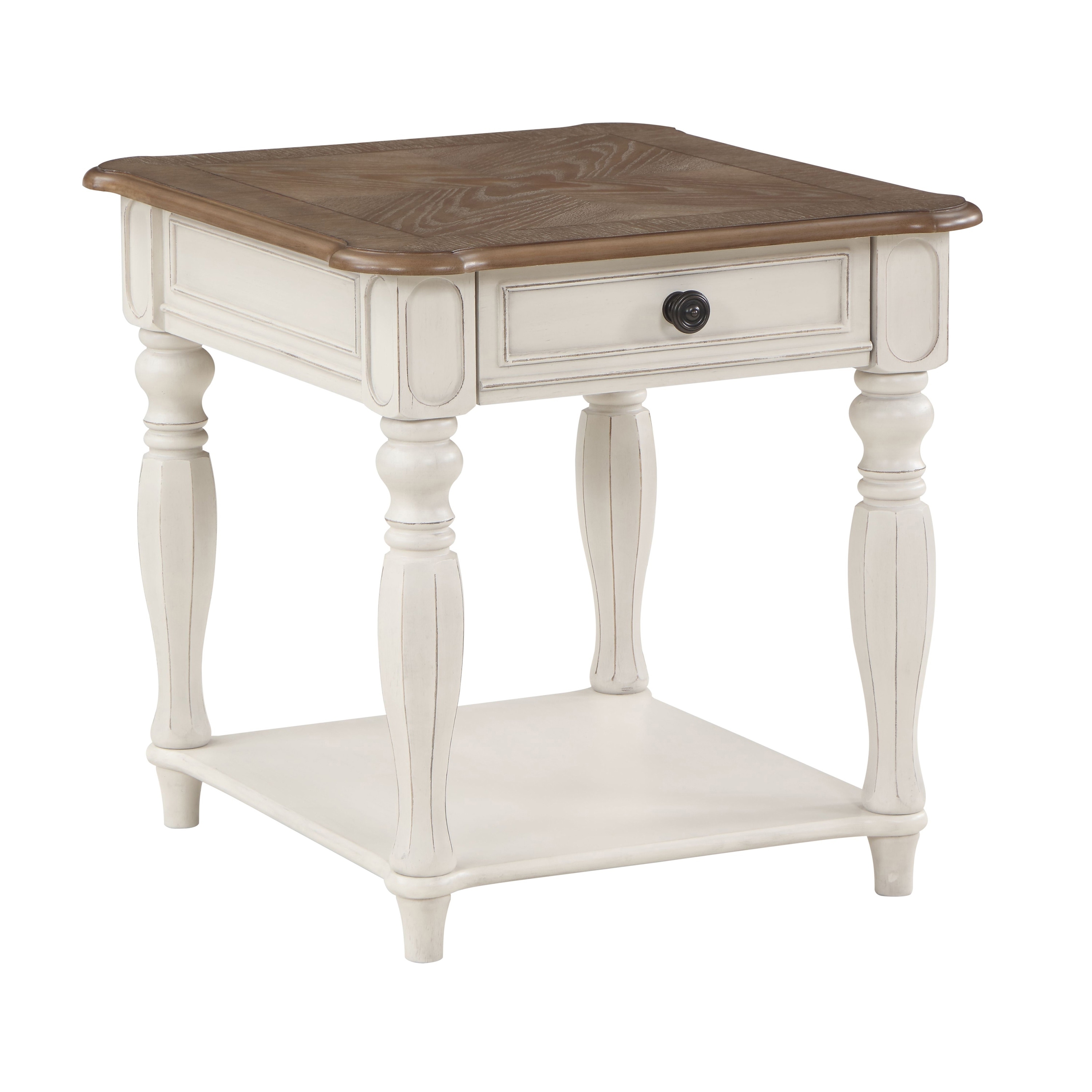 ACME Florian End Table in Oak and Antique White - Mycitystee