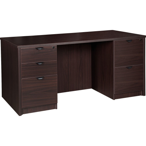 Lorell Prominence 2.0 Espresso Laminate Double-Pedestal Desk - 5-Drawer (PD3066DPES) - Mycitystee
