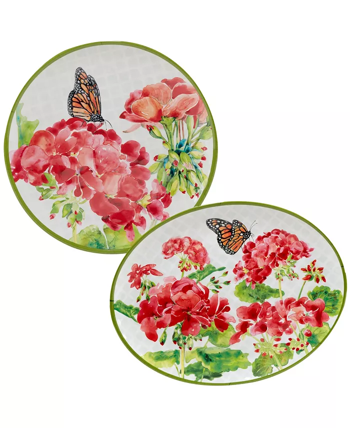 Certified International Geraniums Melamine Platter， Set of 2 - Mycitystee