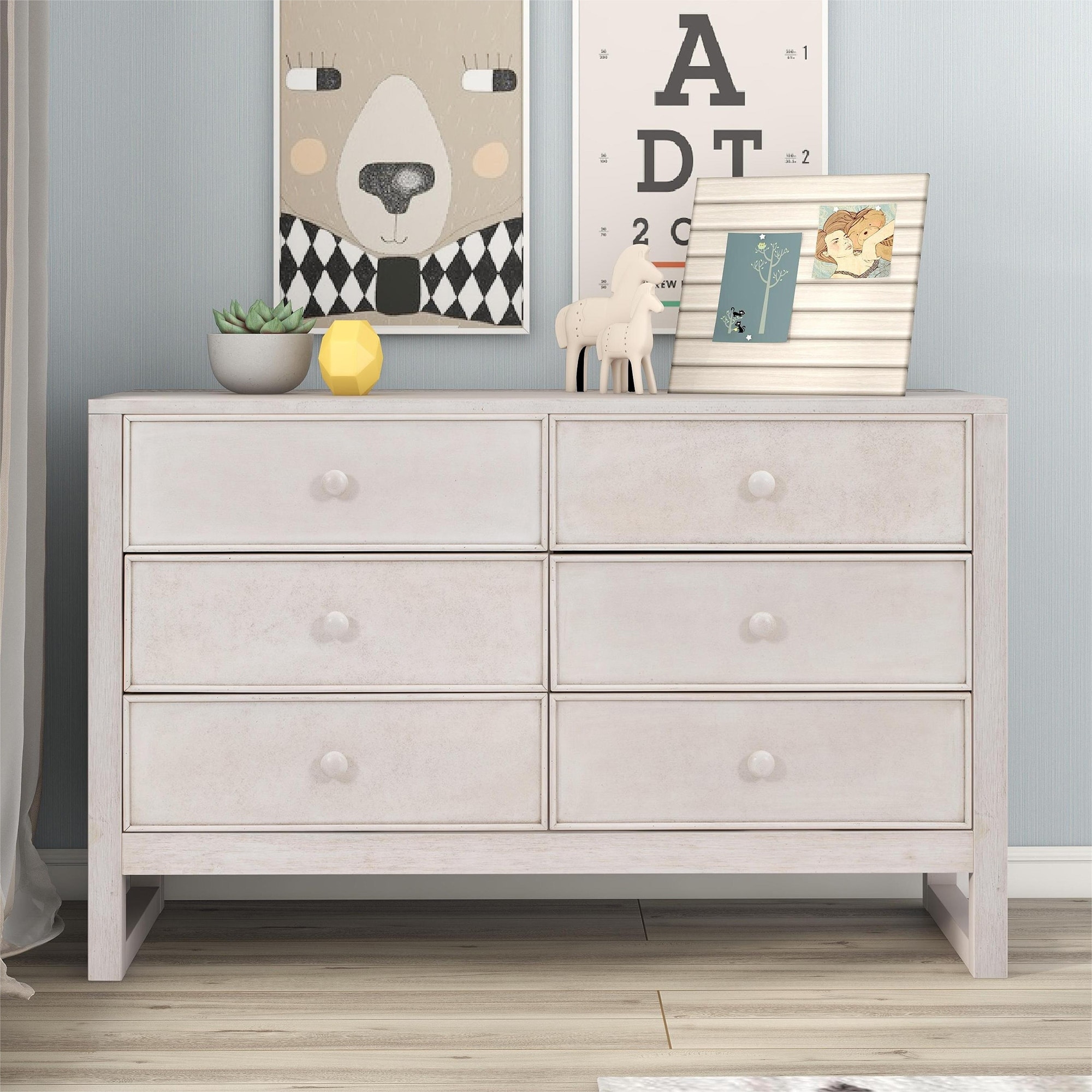 Wooden Multifuctional Dresser with 6 Drawers - - 36762901 - Mycitystee