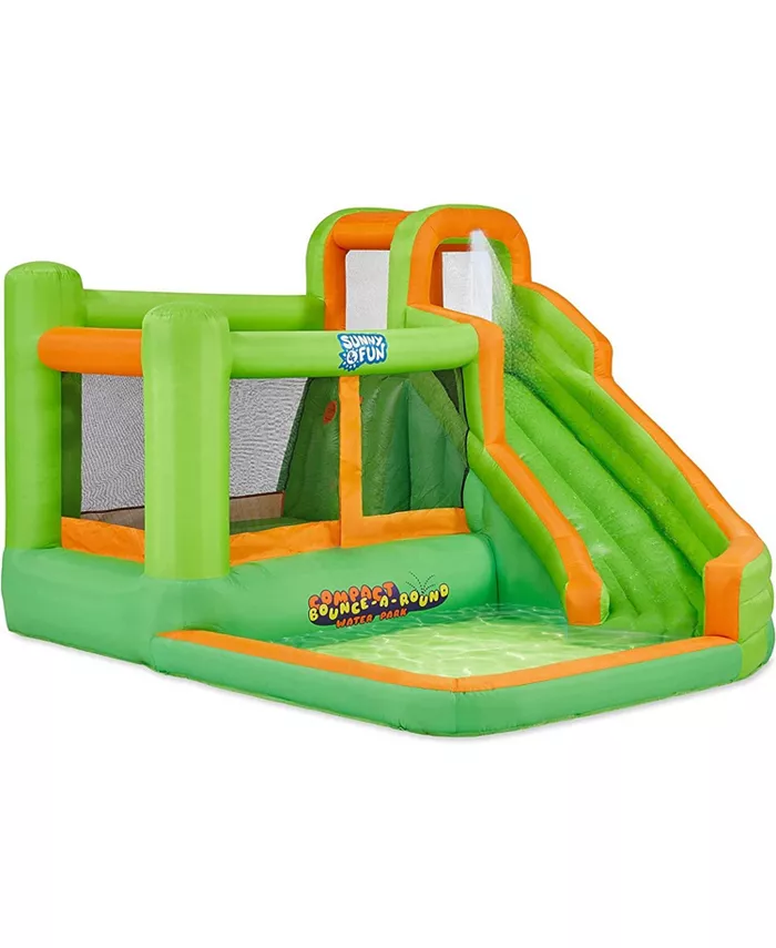 Sunny Fun Inflatable Water Slide， Blow up Pool Bounce House - Green - Mycitystee